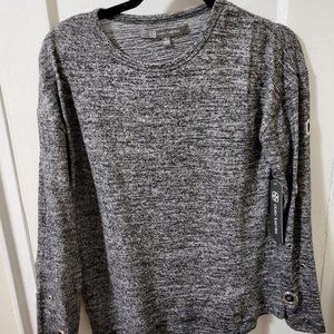 Daisy Fuentes Gray light sweater detailed sleeves NEW
